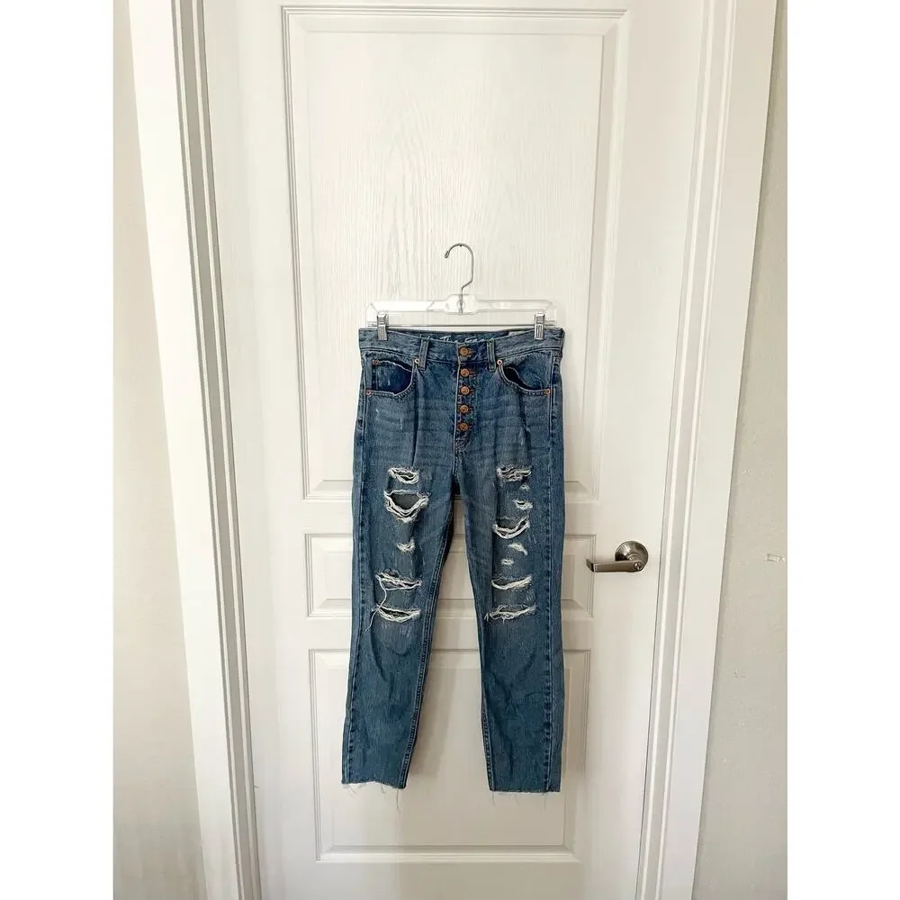 We the Free People Blossom Rigid Crop Skinny Jeans Distressed Size 27